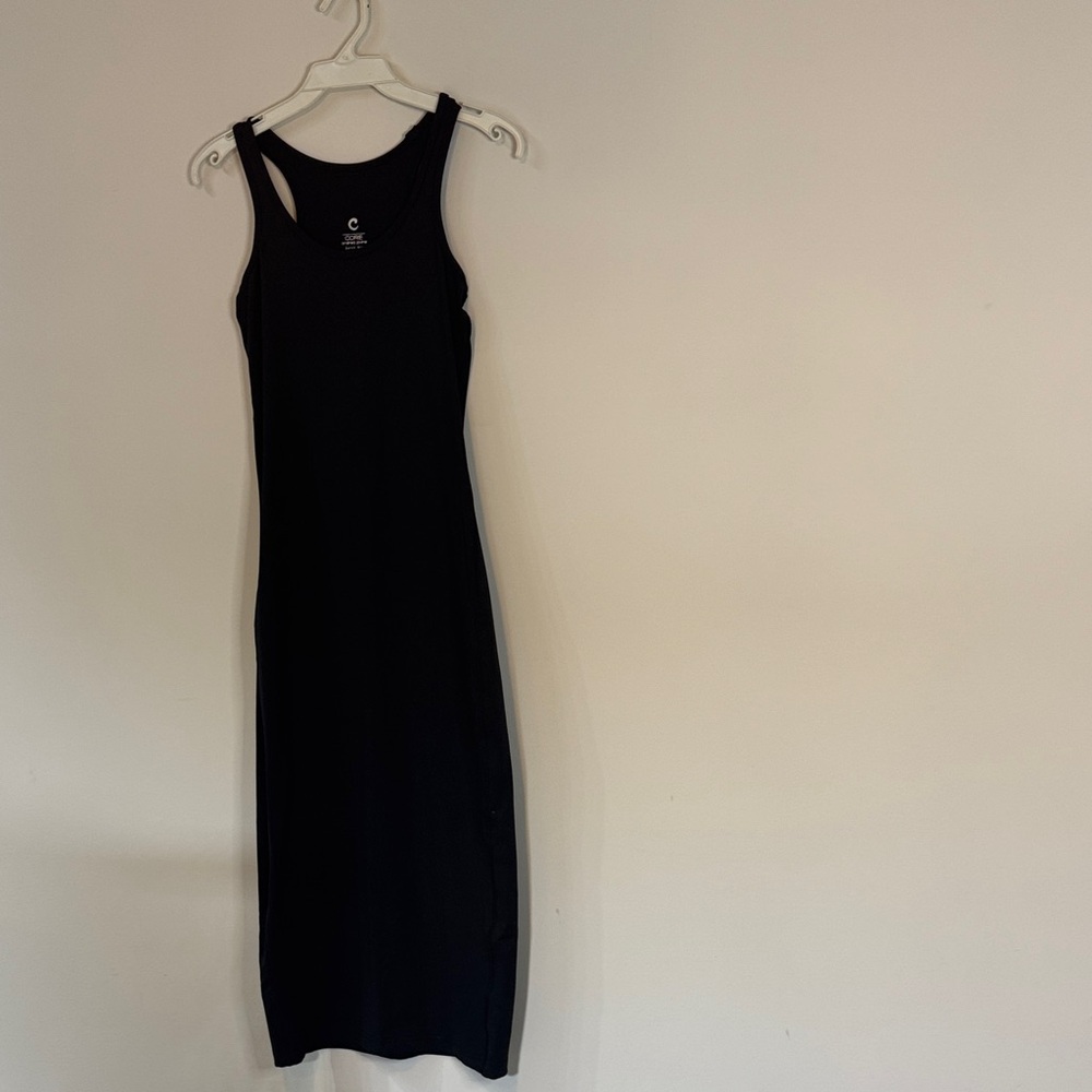 Andrea Jovine Black Midi Quick Dry Athleisure Activewear Dress